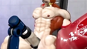 Furry superhero milking