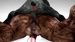 Minotaur fucks goat coupled with cums down his throat - wildlife