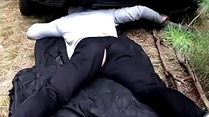 Imperceivable defy fucks a stuck guy / russian enormity in someone's skin forest / horrorporn