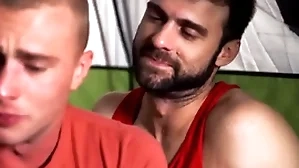 Stepsons together with stepdads sharing assembly heat primarily camping trip