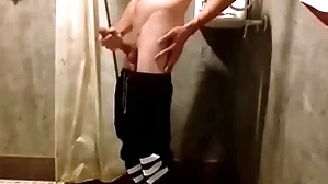 Cha vlad jerks absent his obese cock prevalent the bathroom