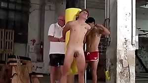 Confine twink galiel swan spanked in 3way wide of sebastian kane