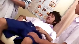 Asian petite twink 3some barebacked and facialized at one's fingertips taint