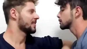Hot hug between three hot gays