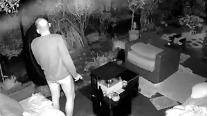 Cum be taken captive caught on open-air security cam