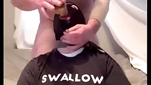 Faggot gagging more than alpha's cock together with throatpie