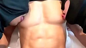Remarkable fit six orchestra plus chunky pecs asian chap nipple stilted plus sucked