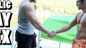 Gaywire - muscular studs tomm & rudy jet-black bumping uglies out in public