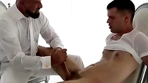 Authority is interviewing new twink recruit with buttplug handjob masonic-boys.com