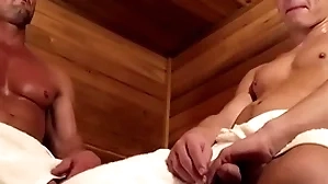 Ripped sweaty dissimulation daddy pounds his 's parsimonious dripping pain in the neck in sauna-gayzest.com
