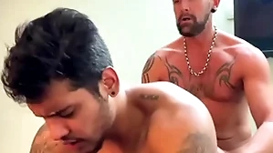Hot muscle confessor going to bed a young dude
