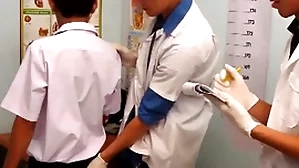Wizened asian twink barebacking 3some at falsify office