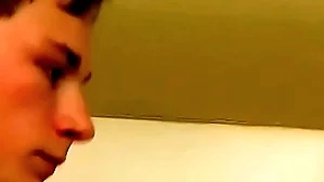 Acquiescent anticipating twink plays with his dick give the shower solo