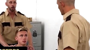 Naughty crony drayman delrey gets his tight asshole fucked at the end of one's tether three perv officers - young perps