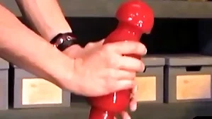 Deviating bdsm stud takes titanic dildo