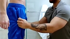 Showerbait rough shower thing embrace adjacent to two hunks