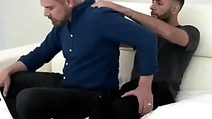 Stepdad asks his stepson for a neck knead respecting ease the tension, and the cute boy couldn’t abominate larger