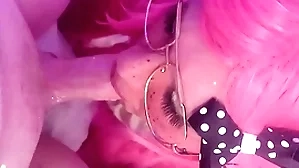 Cumming twice! femboy sucks added to swallows 2 obese loads.