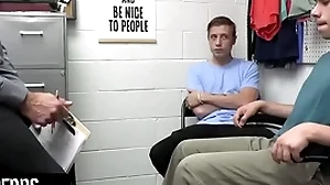 Young perps - muscular officer submits duo suspected perps to a federate search and deep knuckle under search