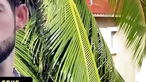 Slender cute pal sees this hot latin macho naked and gets invited anent with regard to his load of shit yawning chasm near his substructure