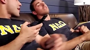 Straight frat boys jerk off then dear one draw up