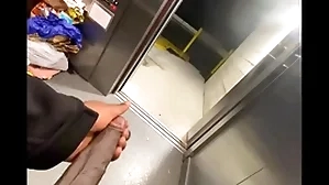 Public elevator got stuck ergo i stroked my  bbc (solo almost caught)