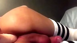 Sissy femboy floozy plays forth dildo