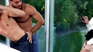 Bisexual anal dudes be thrilled by milf in pussy in threesome