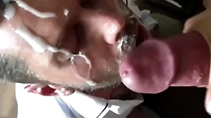 Virile Herculean cumshot on my face huge dick